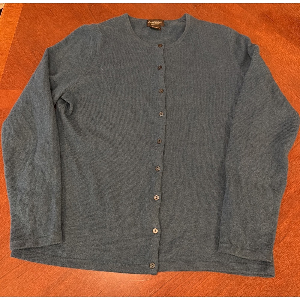 Lord & Taylor CASHMERE CARDIGAN BLUE Size L